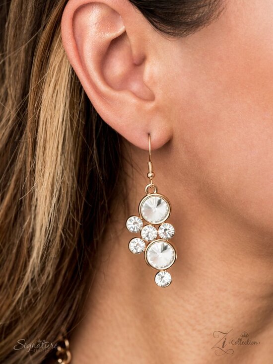 Paparazzi Sparkling Gold Statement Necklace and Earrings Set (ZI008) - Picture 3 of 5